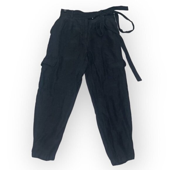 Aritzia Wilfred black linen tie waist trousers size small - Picture 1 of 14
